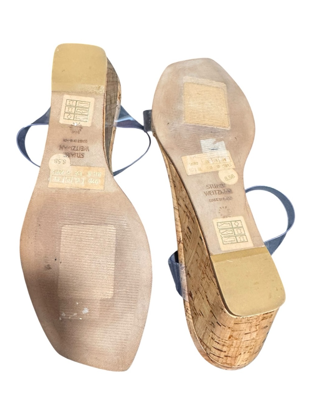 Stuart Weitzman Aleena Clear Vinyl Cork Wedge Slide Sandals Size 8.5 NWT - Picture 6 of 6